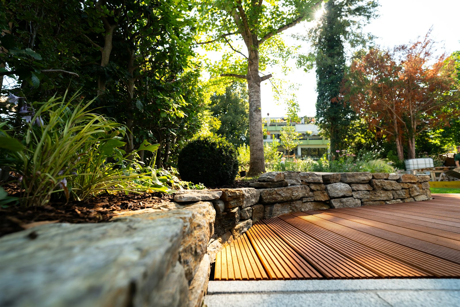 Neat lawn and garden design